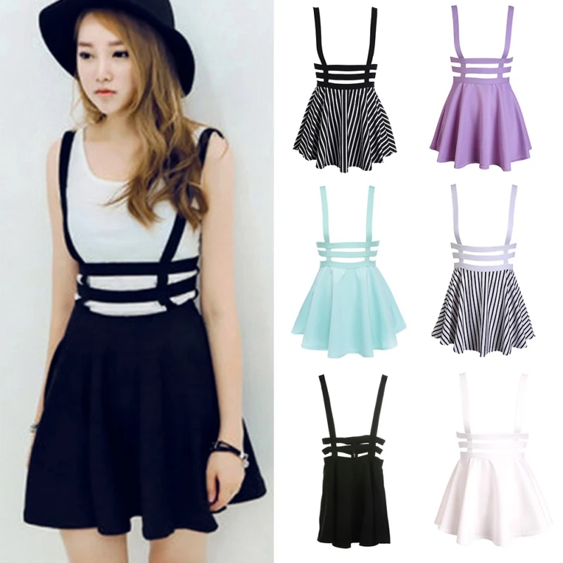 Women Pleated Short Brace Sleeveless Hollow Out Skirt L Casual Party skirt