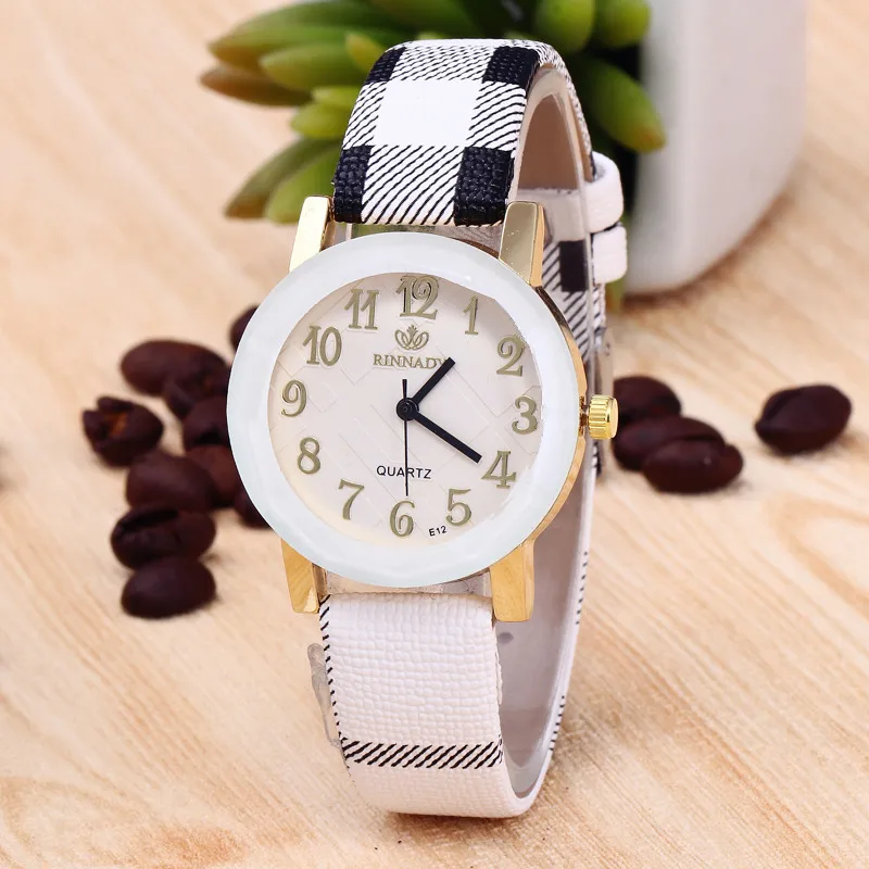 

RINNADY Brand Fashion New Style Quartz Watch Women Simple Cheap Women Cloth Line Leather Watch Femme Relogio Feminino