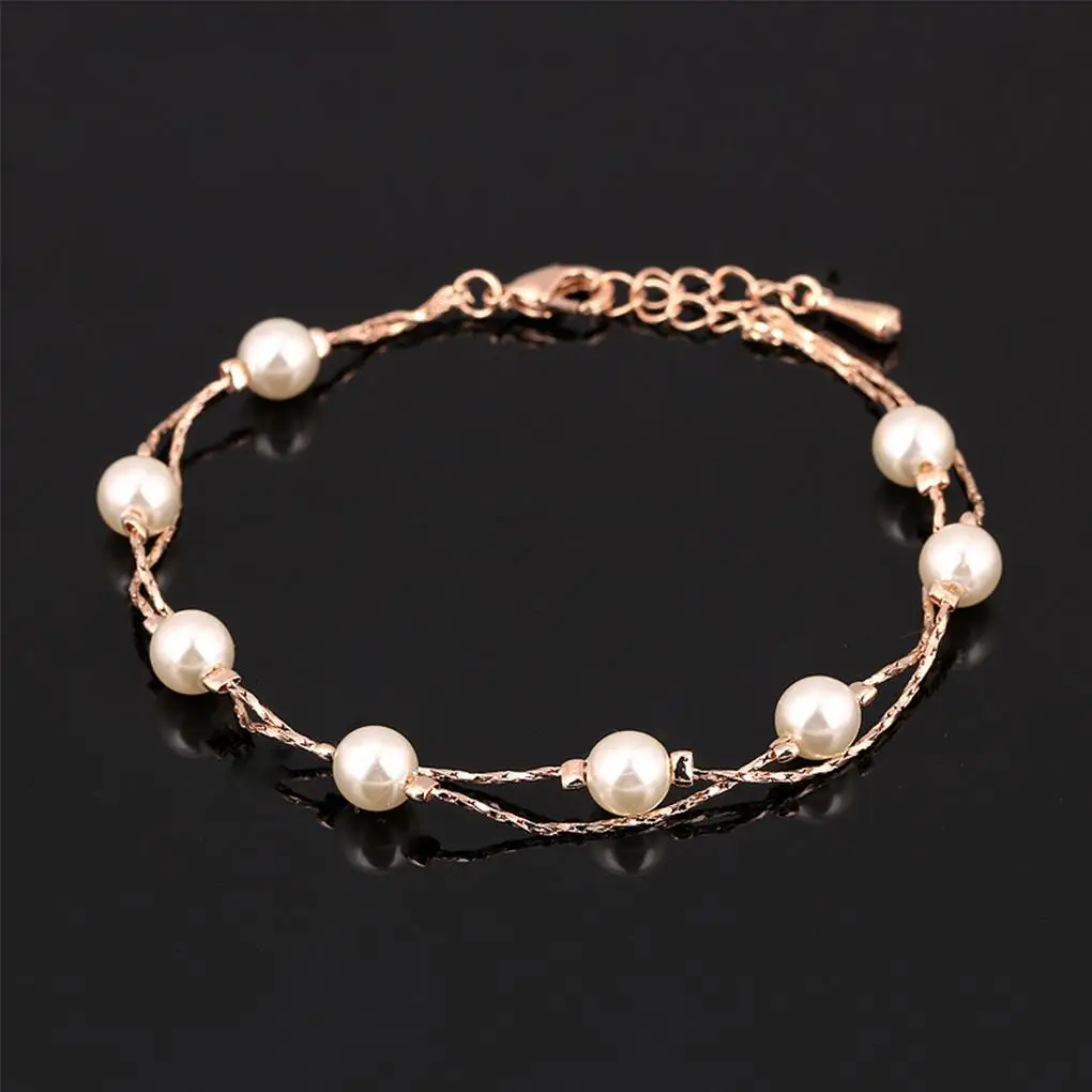 

Women Girl Anklet Simulated Pearl Anklets Chains Jewelry Rose Copper Alloy Foot Chain Jewelry Barefoot Beach