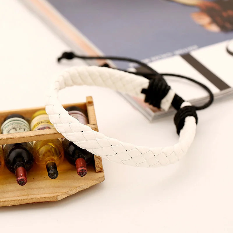 Fashion Mens Womens Braided Faux Leather Bracelet Wristband Unisex Gifts