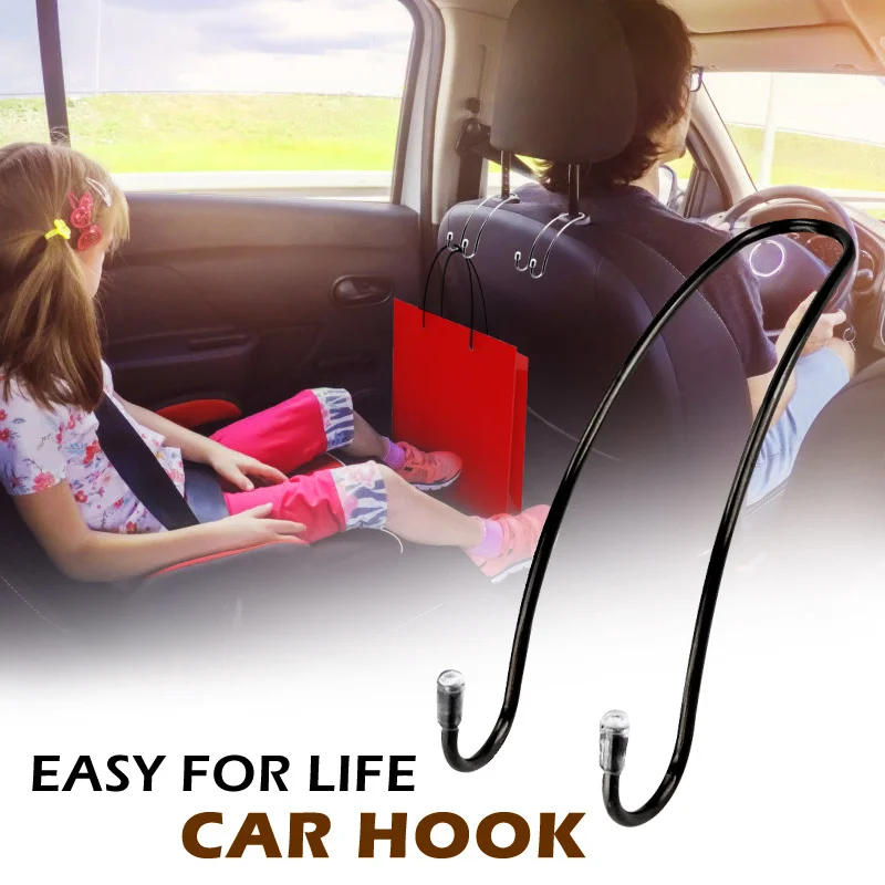 

Auto Headrest Hanger Automotive Black Chrome Clips Car Seat Hook Bag Holder Bag Grocery Storage Auto Fastener Car Accessories