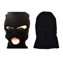 Черная Лыжная маска на все лицо, 3 отверстия, вязаная Балаклава, шапка, стрейч, Зимняя Маска, шапка,, 1 шт