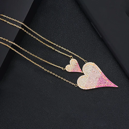 Подарок на день матери, трендовые изысканные оригинальные чокеры, ожерелье, персонализированные составные ожерелья в форме сердца для женщин, подарки для подруги и жены - Окраска металла: Hot Pink
