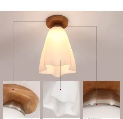 Creative Nordic solid wood ceiling lamp Japanese tatami aisle lights balcony porch bedroom LED wooden lamps