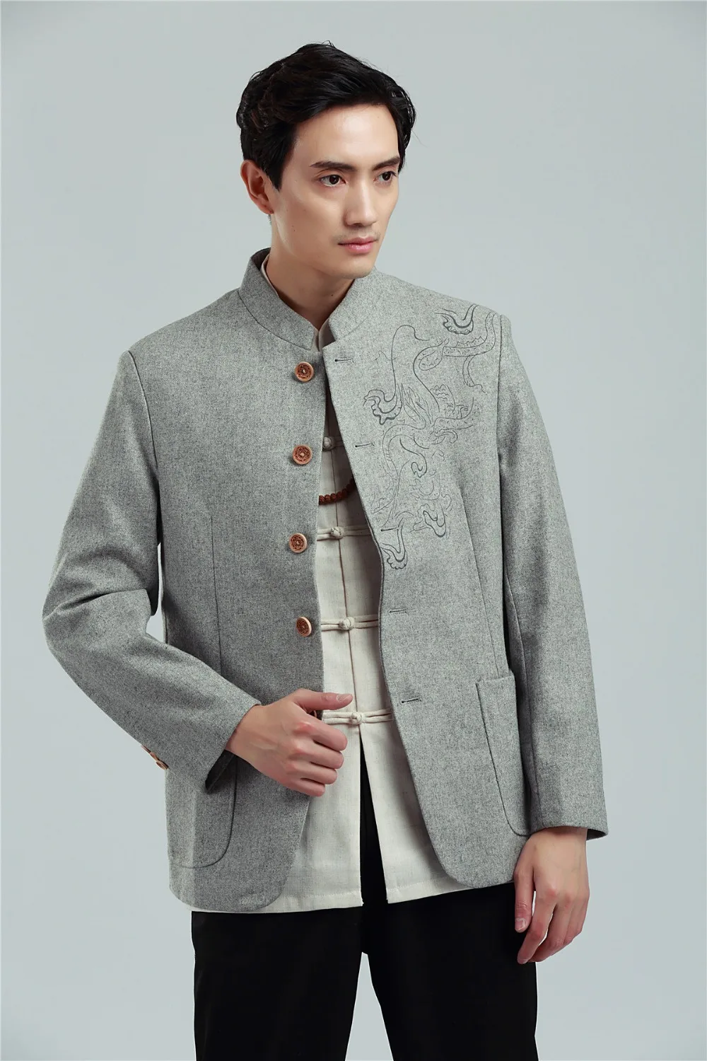 Шанхайская история Китайская традиционная одежда костюм Тан с вышивкой дракона