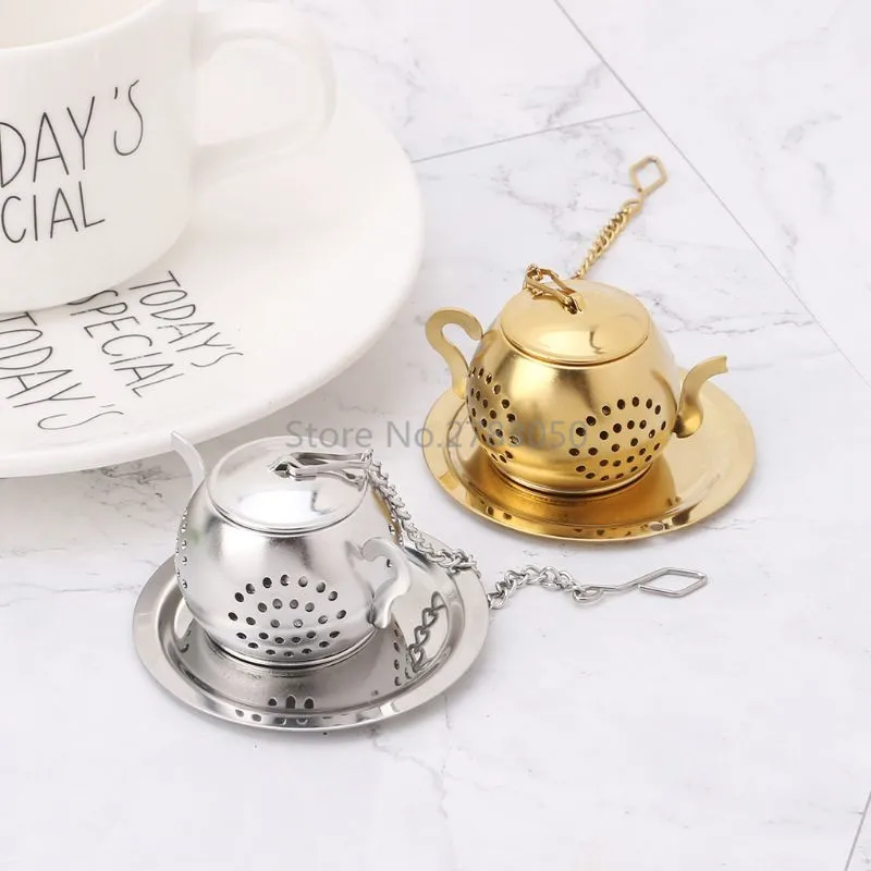 

Reusable Stainless Steel Tea Infuser Loose Leaf Teapot Tray Tea Ball Spice Strainer Infuser Filter Herbal With Lid Teaware