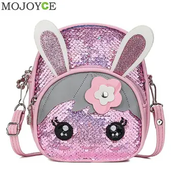

Women Mini Sequins Backpack Cute Rabbit Ears Shoulder Bag Leather Messenger Rucksack