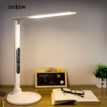 

Woodpow Foldable Dimmable LED Desk Lamp with Alarm Clock LCD Display Table Lamp Battery Chargeable Eye Protection Reading Light