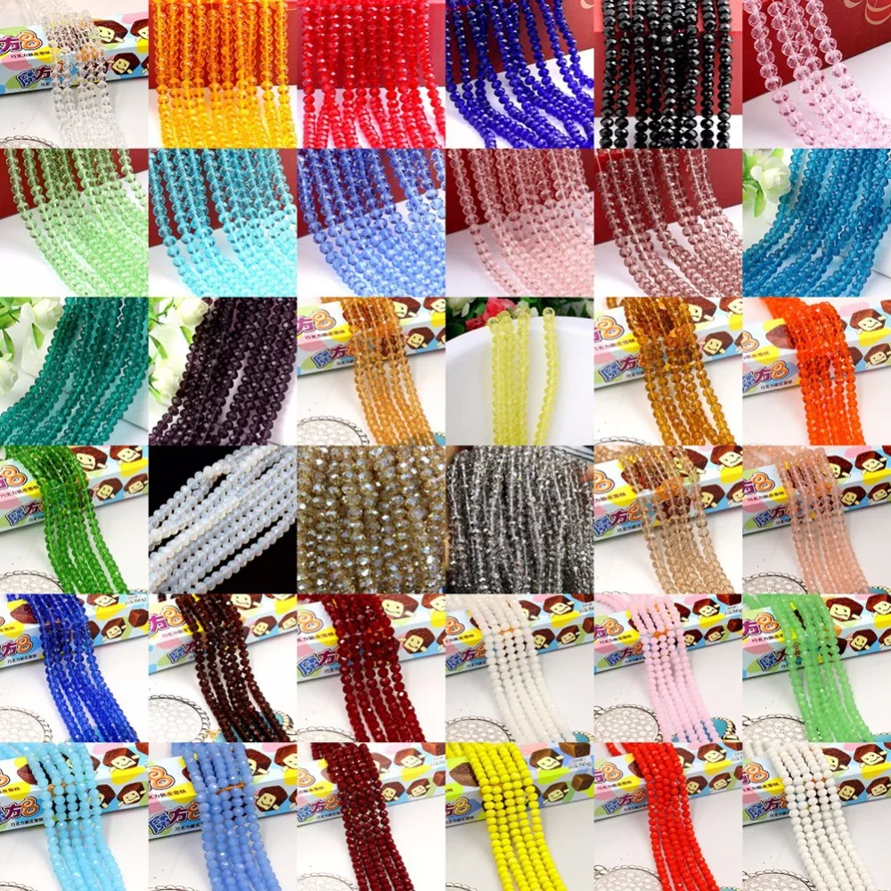

New Fashion 1 Set 4/6/8/10mm Crystal Faceted Rondelle Glass Beads Bracelet Necklace DIY Jewelry Making Accessories #266195