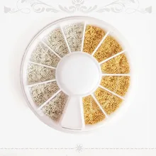 Super Brilho Fino Da Arte do Prego de Ouro Corrente De Metal Cor de Prata do Metal 3d Nail Art Decoração Roda NP350(China)