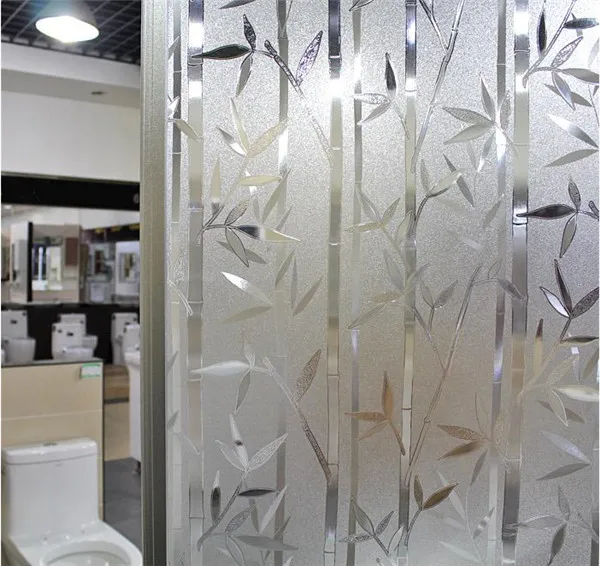 Opaque Privacy Glass Window Film 3D embossing Bamboo static Cling