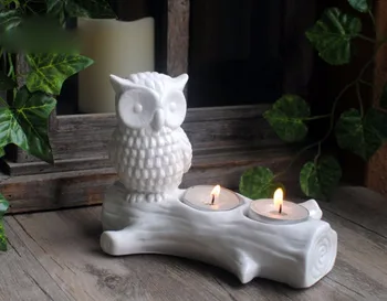 

DW0034 Silicone Mold Cement Concrete Molds Owl on The Trunk Candle Holder Candlestick Handmade Flowerpot Table Decorative Mould