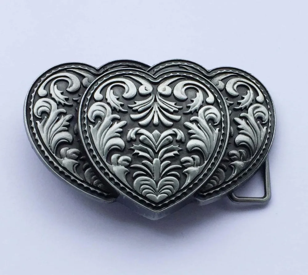 

Women Metal Double Heart design Belt Buckle For 4cm Widet Belt Women accessories