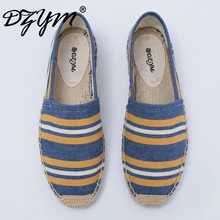 DZYM 2017 Primavera Verano Alpargatas De Lona Color Mezclado Mujeres Mocasines Planos Ocasionales de Lino de Cáñamo Raya Pescador Zapatos Mbt zapatos de mujer