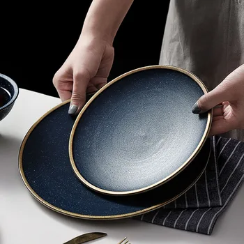 

Ceramic Dinner Plate Tableware Geometry 8.2 / 10.4 Inch Dish Porcelain Dessert Plate Dinnerware Cake Plate