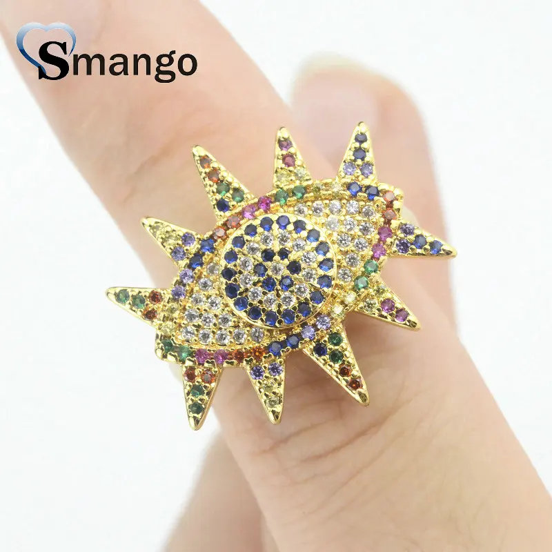 

5 Pieces,Women Fashion Jewelry,The Rainbow Series Big Eyes Shape Rings,18KGold Plating Pave Setting CZ Rings, Ring