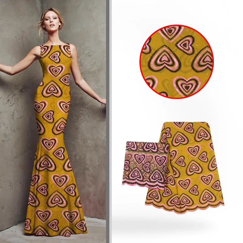

YBG!High Quality Guinea Brocade 5 Yards Cotton Fabric African for african men clothes Party Dress ! L81850