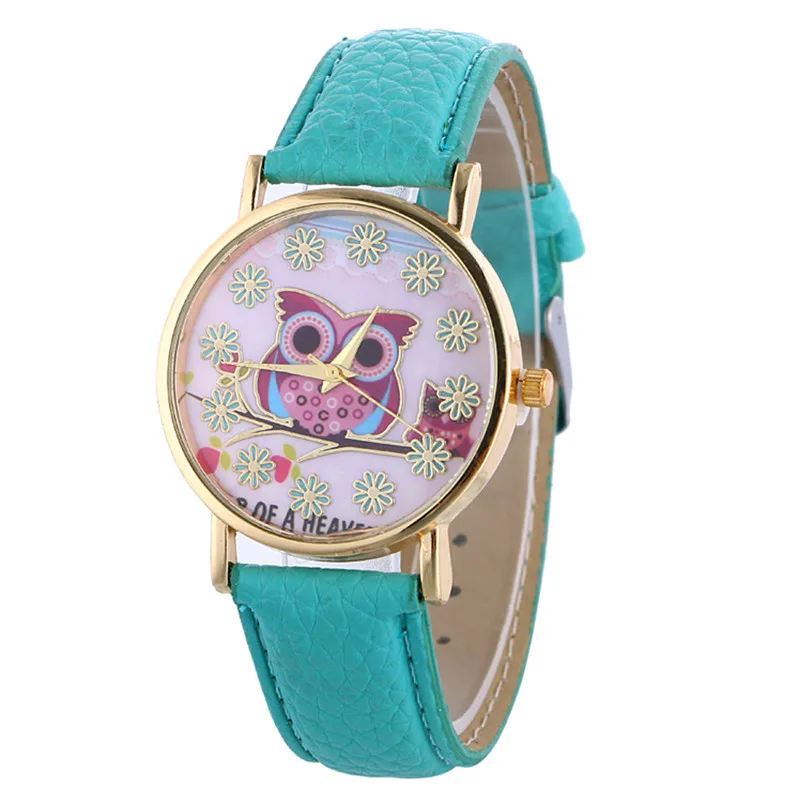 Fashion women's watches casual watches leather watch strap Owl Pattern Quartz Analog Wrist Watch clock relogio feminino M16 (6)