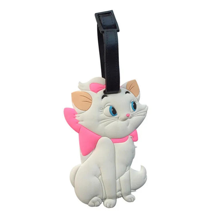 New Cartoon Cute Marie Cat PVC Baggage Tags Portable Suitcase Name Address ID Handbag Label Travel Accessories Luggage Tag