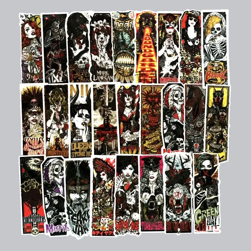 50pcs/Lot Brand Gothic Graffiti Stickers Terror Funny Sticker Retro Guitar Motorcycle Skateboard Stitch Waterproof Moto | Игрушки и