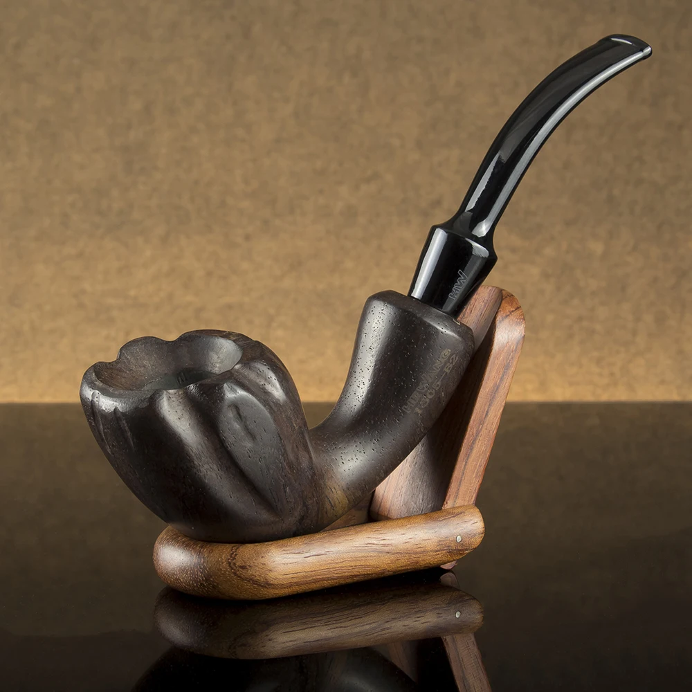 New Trumpet Bent Wooden Pipe Handmade Smoking Pipe with 10 tools 9mm