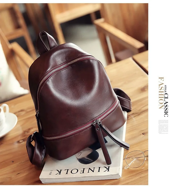 Vintage Women Backpack Designer PU Leather Female Travel Backpacks small Preppy style School Bagn (16)