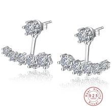 Роскошные 925 пробы Серебряные Серьги Кристалл шесть коготь циркония Двойные серьги-гвоздики сбоку для женщин Свадебные украшения для вечеринки
