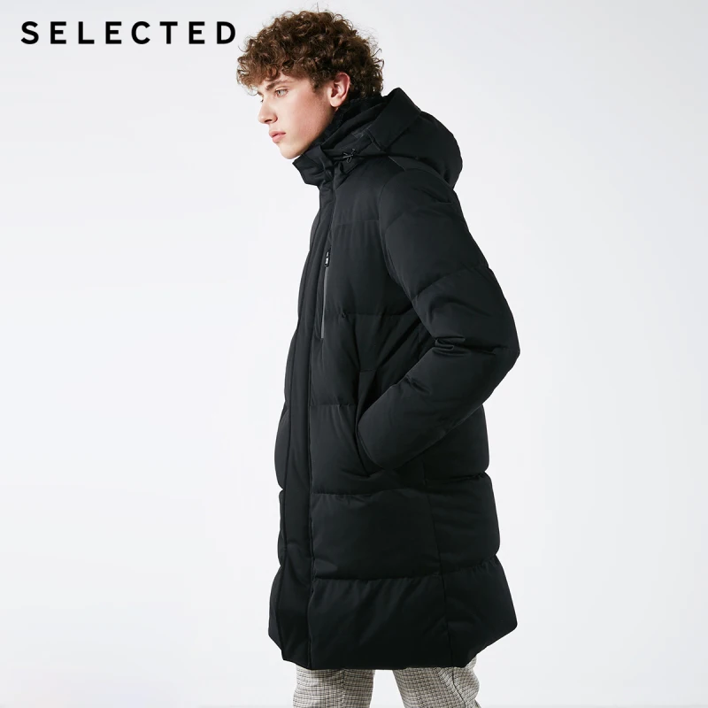 buy  SELECTED Winter Down Jacket New Duck Down Clothes Double-Collar Parka Men's Mid-long Down Garment W