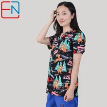 Hennar скрабы Топы для женщин медицинская форма Хирургический Скраб Униформа хлопок мультфильм печати медицинская хирургическая одежда для кормления
