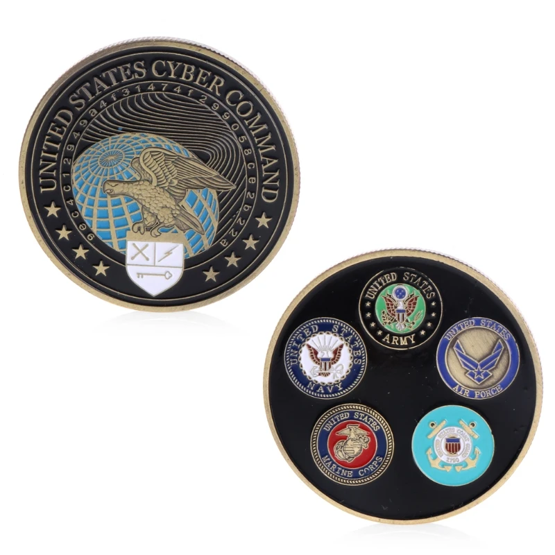 

Commemorative Coin Collection Artwork Plating Cyber Command Black American Army
