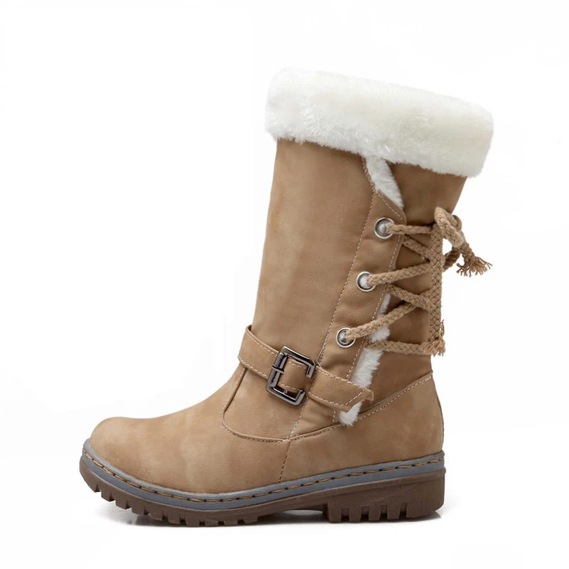 

2018 Women Plus Size Winter Cute Leather Snow Felt Plsuh Boots Female Warm Green Boots Warm Lady Fieltro Fluff Senti Brown Shoes