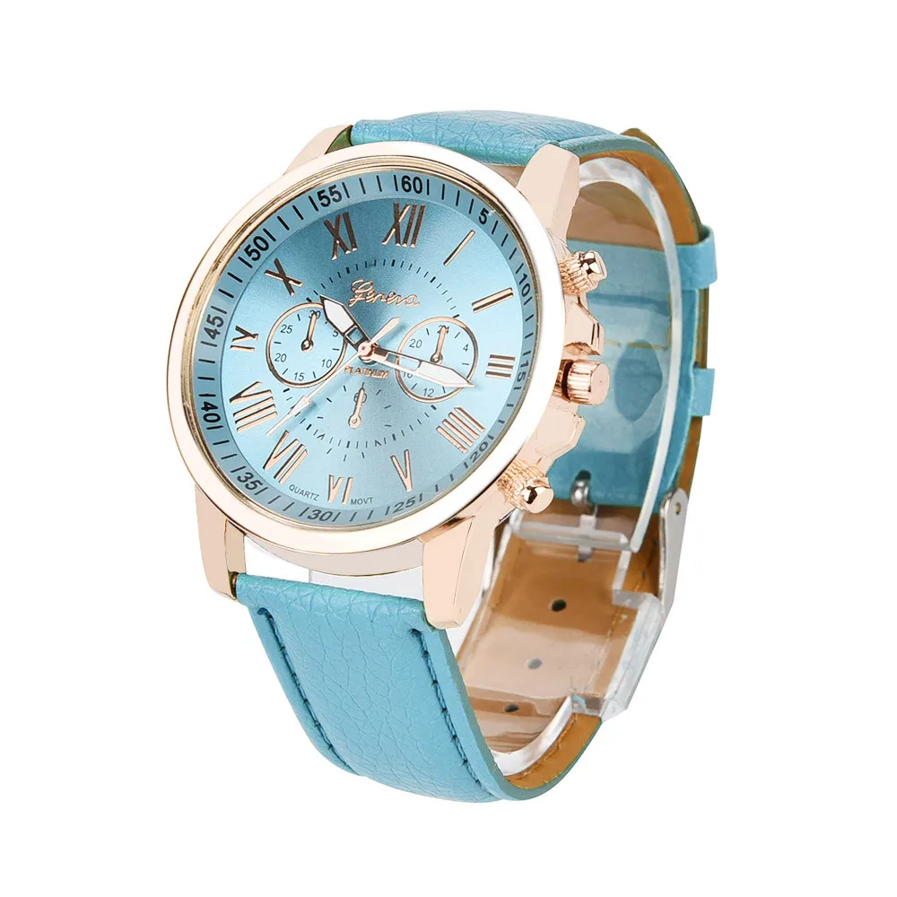 Geneva женские римские цифры часы модный ремешок из искусственной кожи аналоговые кварцевые часы дропшиппинг relogio Q