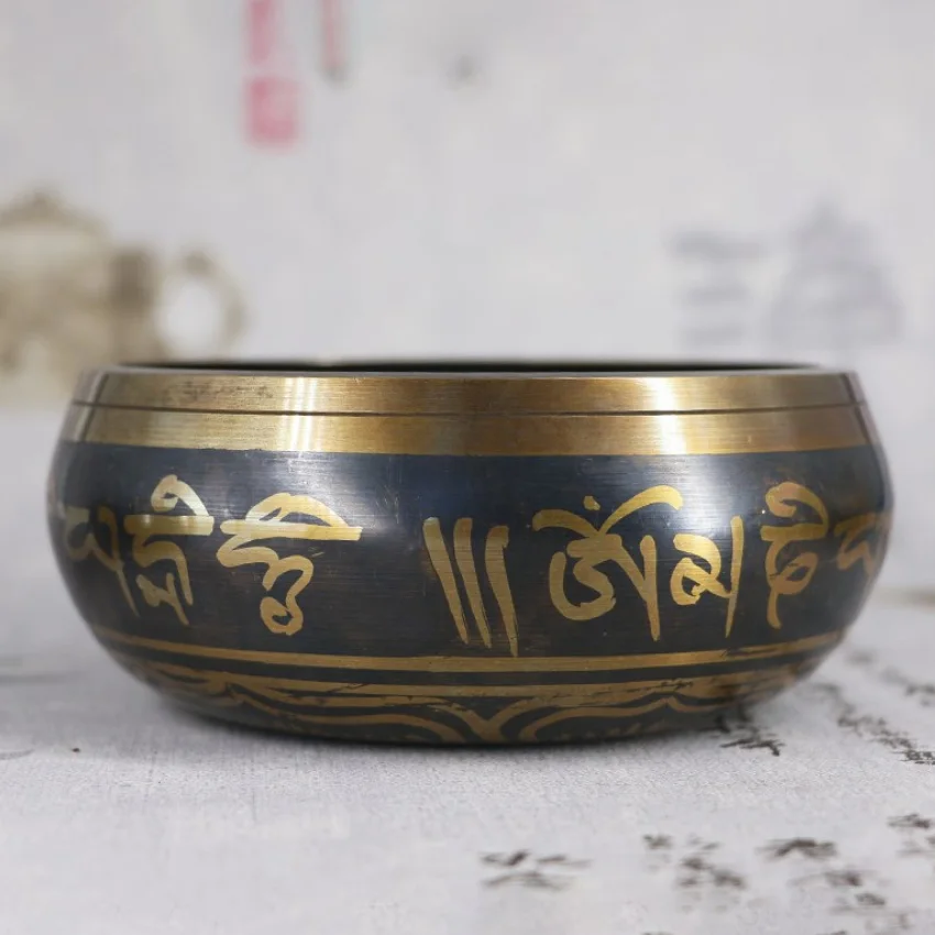 Handmade 3.15 Inch Tibetan Bell Metal Singing Bowl with Striker for Buddhism Buddhist Meditation Healing Relaxation