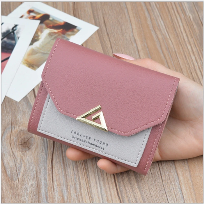 

2019 Women Clutch Pink Wallets Purse Card Holder Patch Work Female Long Wallet Lady Fashion Short Coin Burse