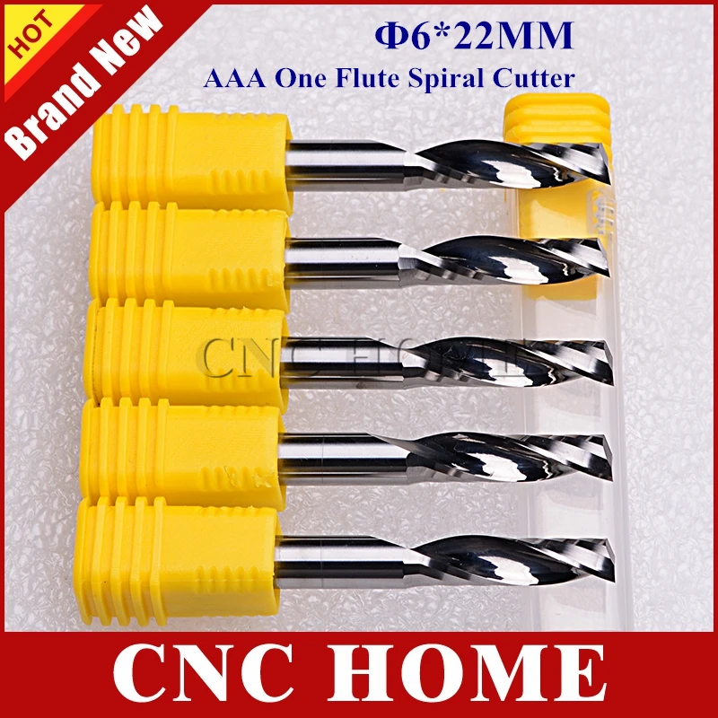 5pcs/lot 6*22mm 1 Flute CNC Router Bits Import Carbide Tools for Milling Machine Woodworking Cutting Clean Cut Acrylic/MDF | Инструменты