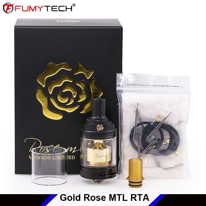 Оригинальный Fumytech Роза mtl RTA цвет золотистый 24 мм 3,5 мл электронные сигареты атомайзер майка с Пом потека для 510 потоков vape