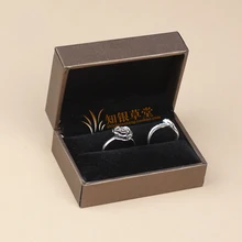 12 шт Пластиковые бархатные ювелирные изделия двойные кольца Подарочная коробка Свадебное Помолвочное кольцо коробка из кожзаменителя для 2 Коробка для демонстрации колец чехол