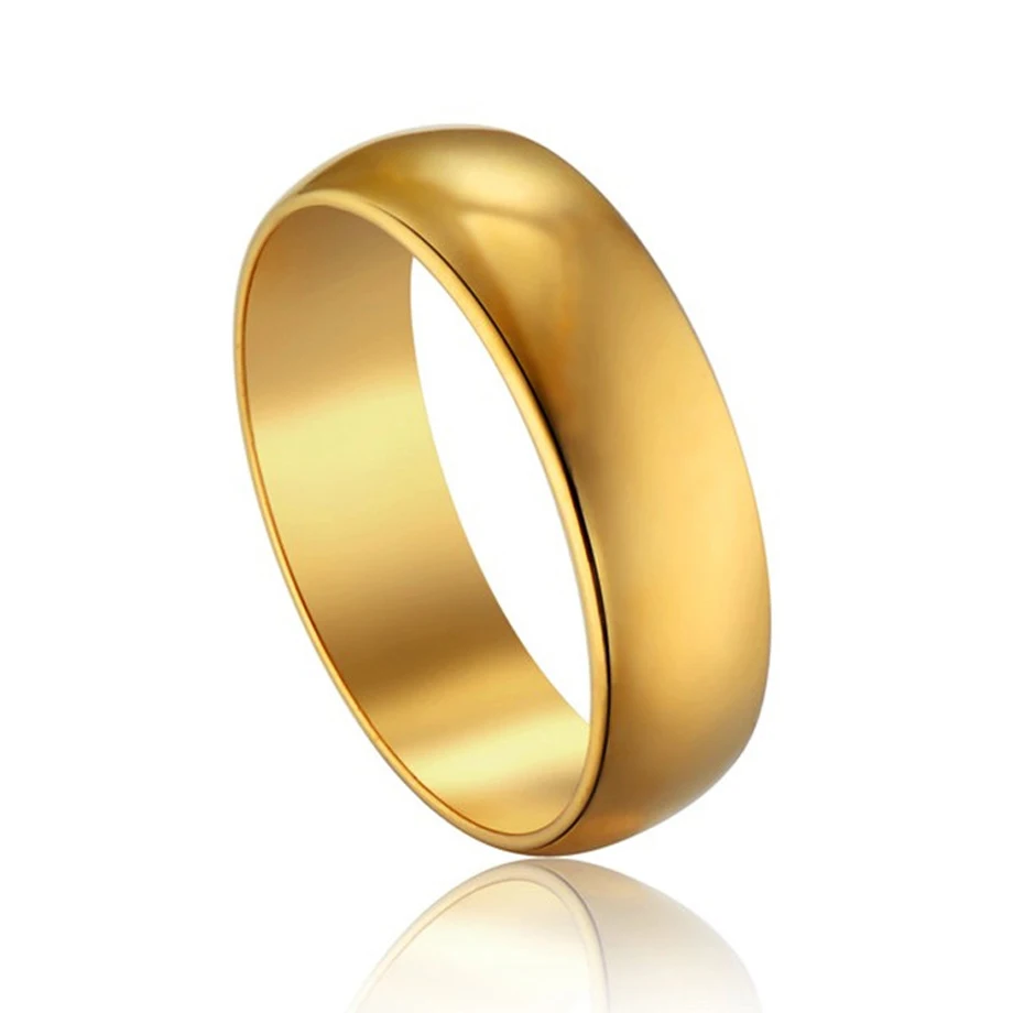 Men's Women's Ring Simple Hip Hop High Quality Finger Ring Gold Color Stainless Steel Wedding Rings For Men Women Jewelry