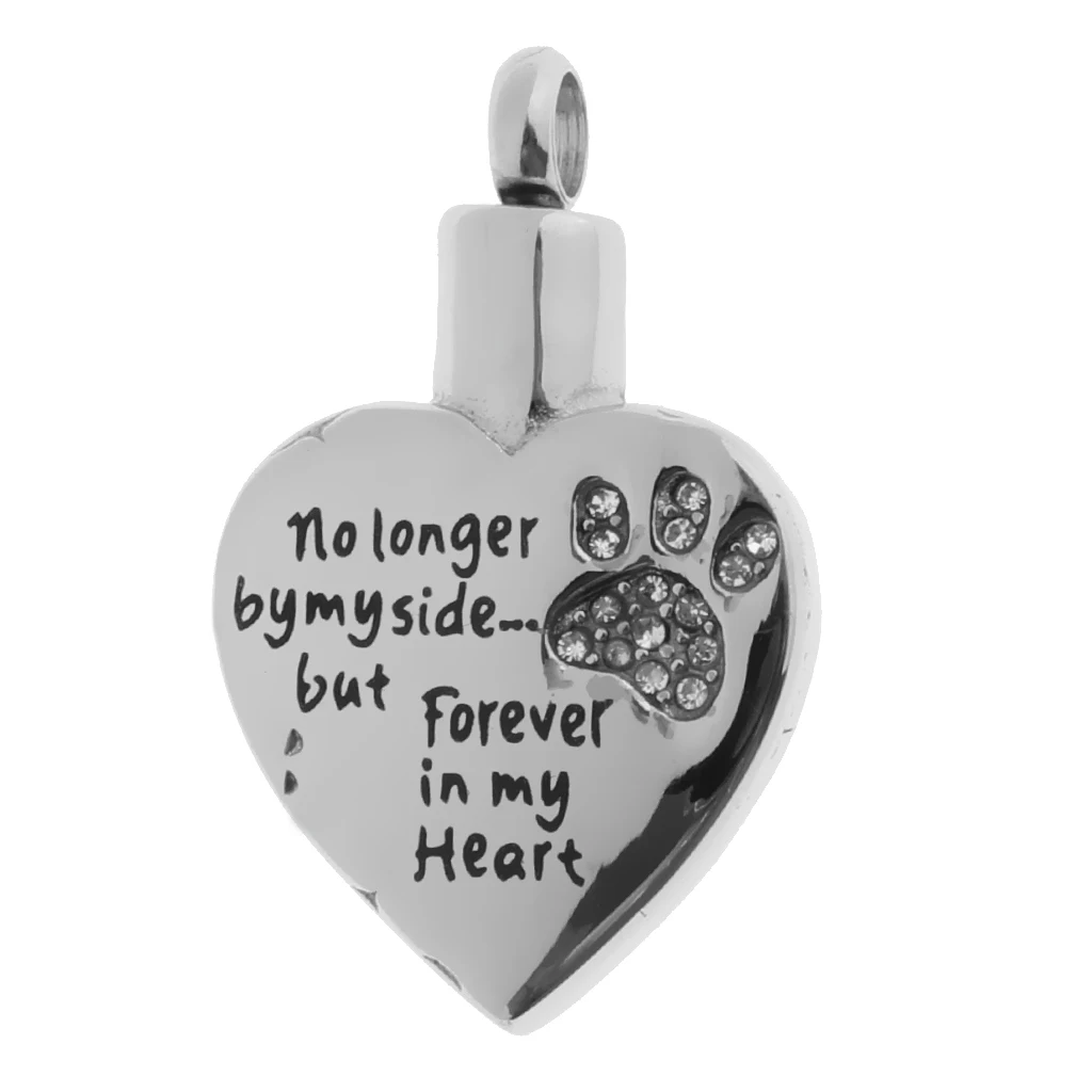 Forever in my  Heart Animal Claw Crystal Stainless Steel Urn Ash Pendant Memorial Cremation 
