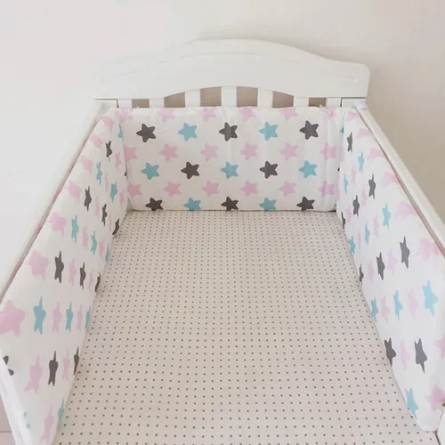 1 шт. хлопок детская кроватка бампер с хлопок серый звезда новорожденных бортики для кроватки Pad мягкий дышащий наполнитель удобные детские постельные принадлежности - Цвет: pink star