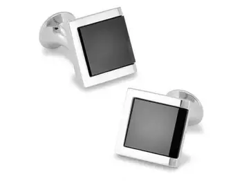 

10pairs/lot Exquisite Silver Square Cufflinks Mushroom/Bullet Foot Black Onyx Cuff Links Business Style Men's Jewelry Gift