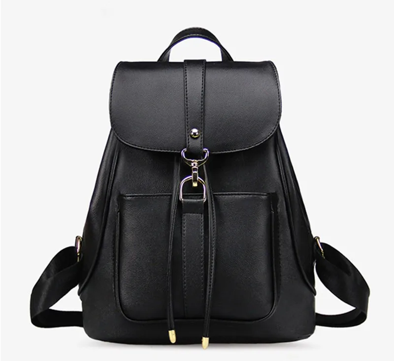 Модные Teenege девочки школьные сумки Молодежные однотонные черные рюкзаки Для женщин PU Горячие рюкзак женщина дорожные магазины работают сумка WUJ0130
