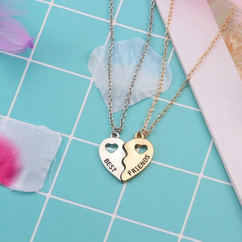 2 шт. ожерелье лучших друзей для женщин Золотое ажурное комбинированное с
