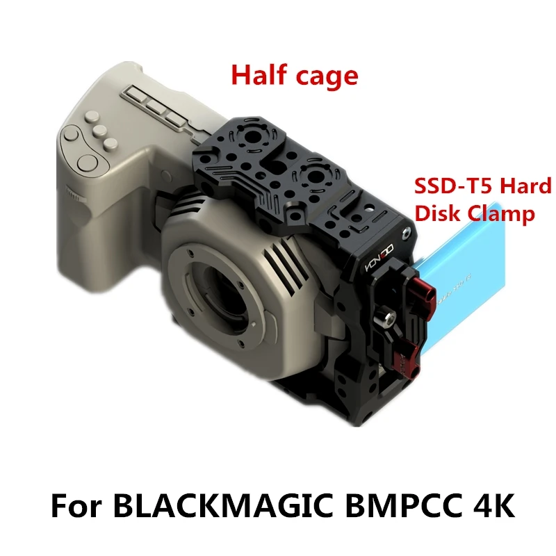 

BMPCC 4K Half CAGE 15MM DSLR Rig BMD cage with SSD-T5 Clamp FOR BlackMagic Pocket Cinema Camera II 4K