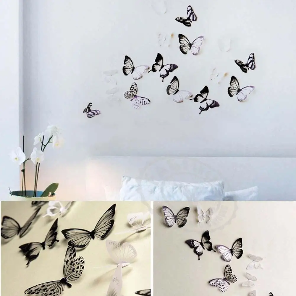 18pc DIY 3D Butterfly Wall Stickers Art Decal PVC Butterflies Home Room
