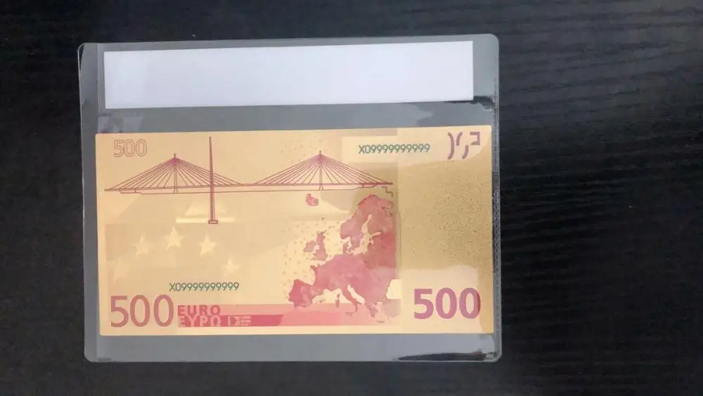 Fake Gold Banknote Euro banknotes 500 Euros Pure Gold Foil Paper Money Gold Bill Note With COA Frame For Collection banknotes