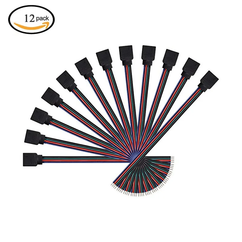 

12 шт./упаковка, светодиодные удлинители RGB 4 Pin для SMD 5050/3528