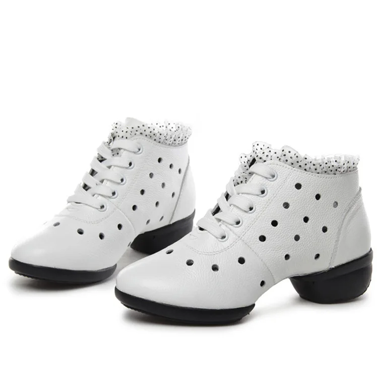 Square Shoes Female Art New Flat Ballroom Dancing With Leather Surface Modern Breathable Soft Bottom Shoes sneakers