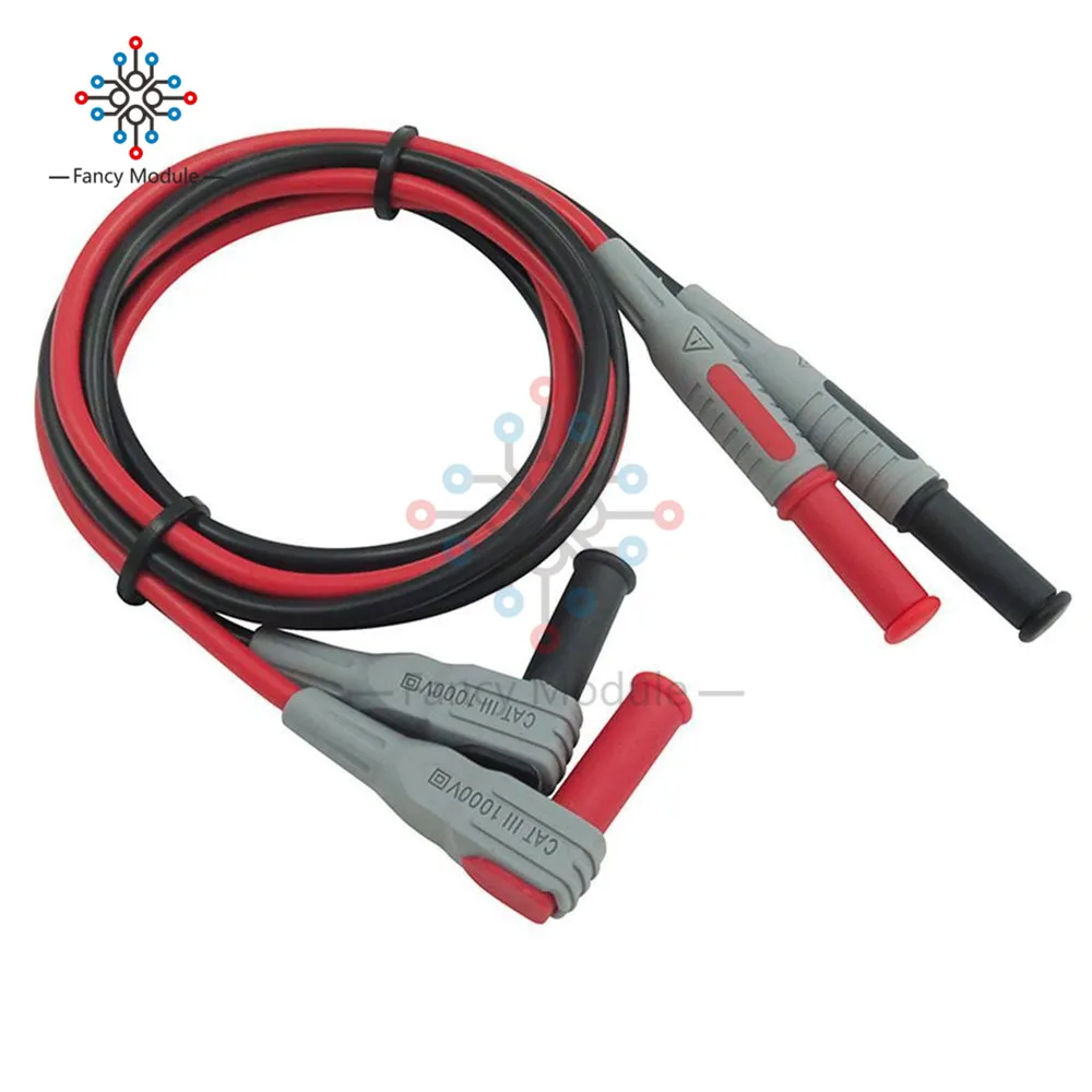 

Cleqee P1033 Multimeter Test Cable Injection Molded 4mm Banana Plug Test Line Straight to Curved Test Cable for Electric Testing
