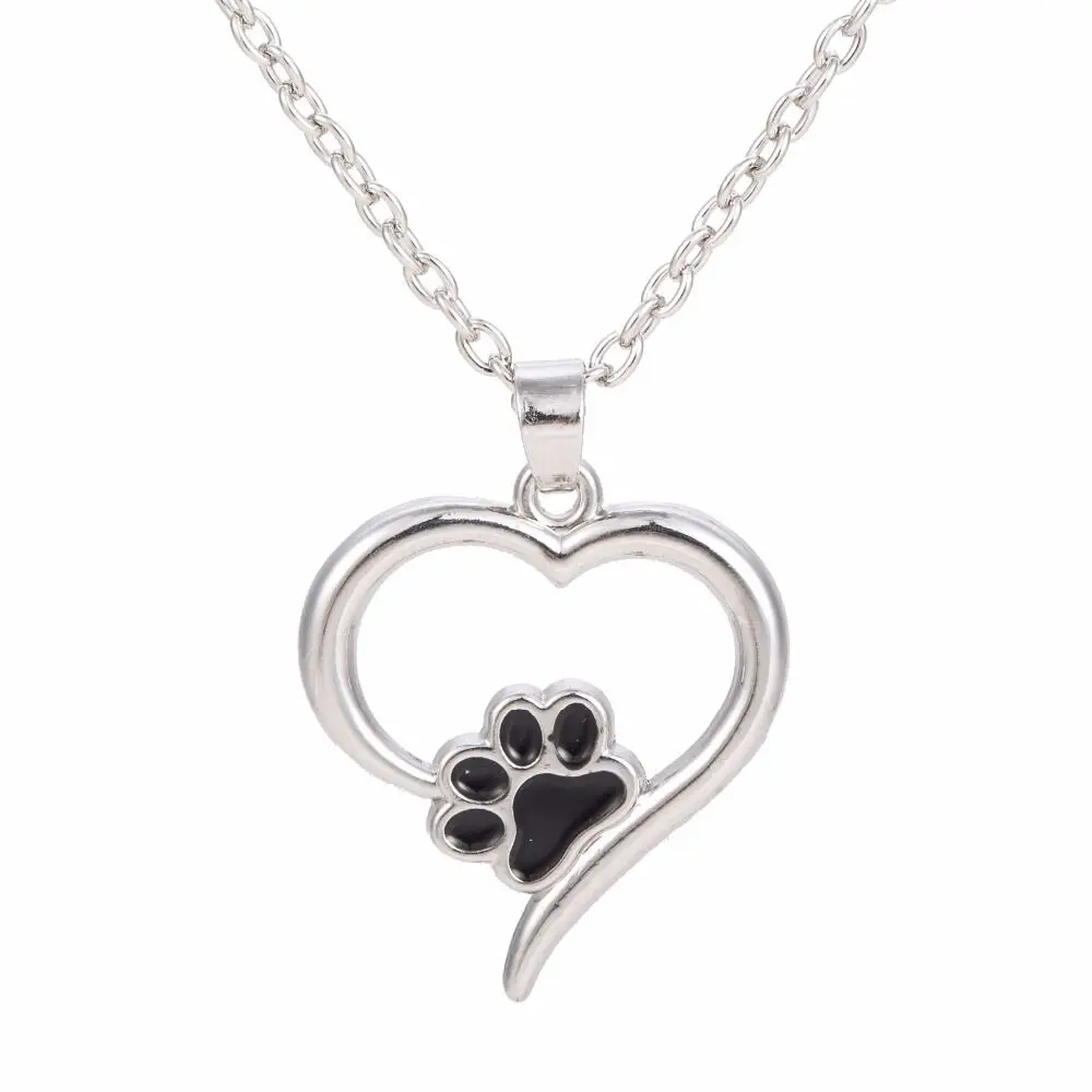 My shape Pet мемориальные украшения всегда в моем сердце собака кошка ноги животное сердце с отпечатками лап любимое животное ожерелье-подвеска животное Keepsake - Окраска металла: black